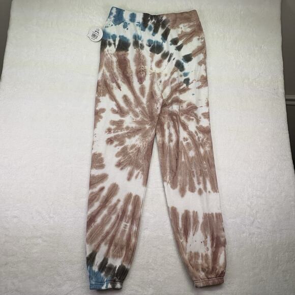 Buc-ee’s Tie Dye Blue Brown White Fleece Jogger Logo Sweatpants Size L - Picture 6 of 10